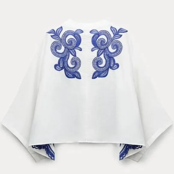 Zara Co-Ord Set Embroidered Blouse And Skirt - Picture 9 of 15